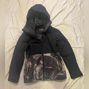 Dakine Black Hooded Winter Jacket with Marble Print Panel Women’s Medium